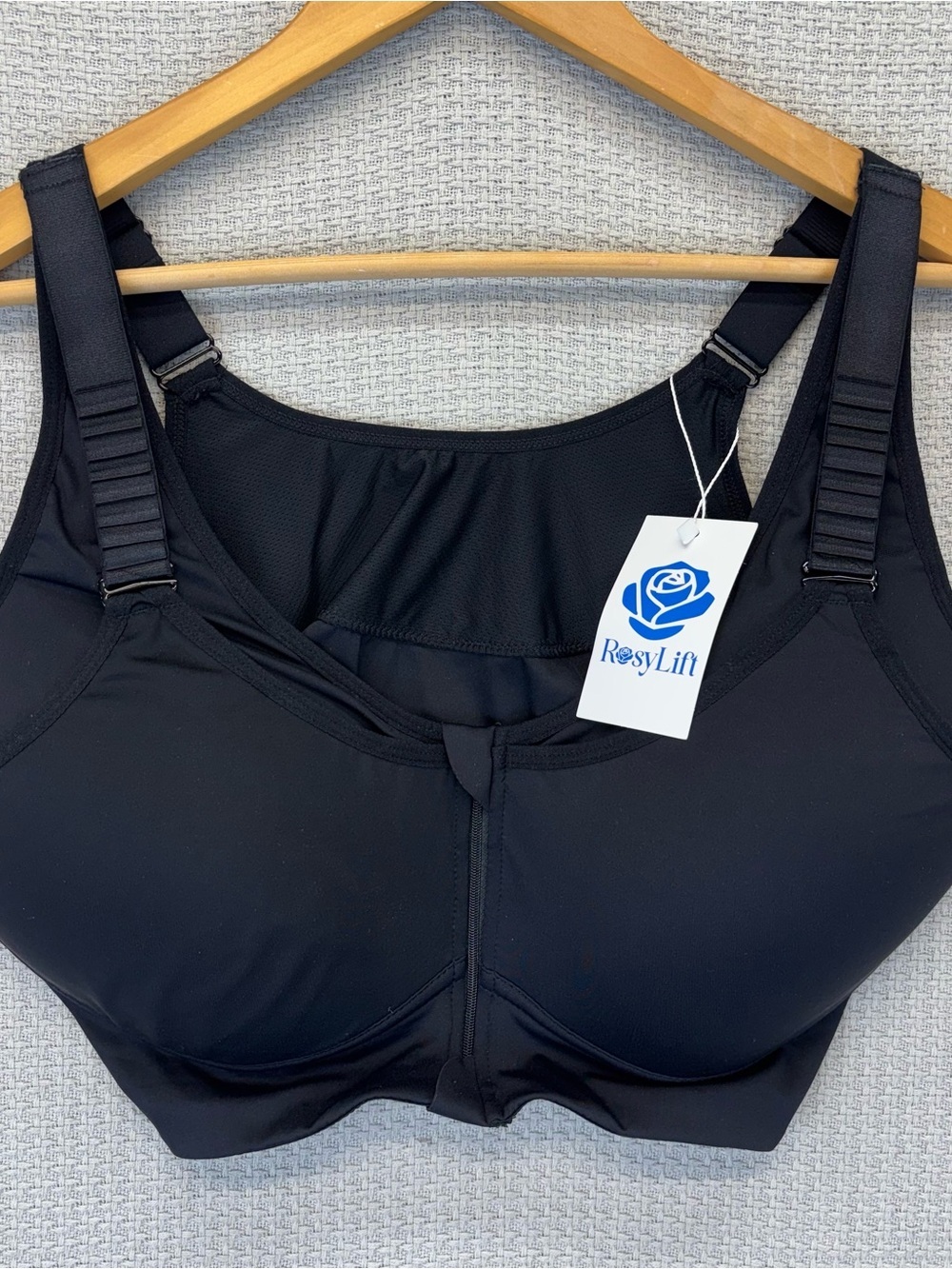 NWT Rosy Lift Black Supportive Front-Closure Wireless 3XL2 Bra Black Comfy